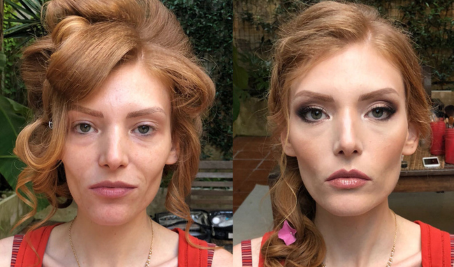 Una cliente prima e dopo il mio trucco